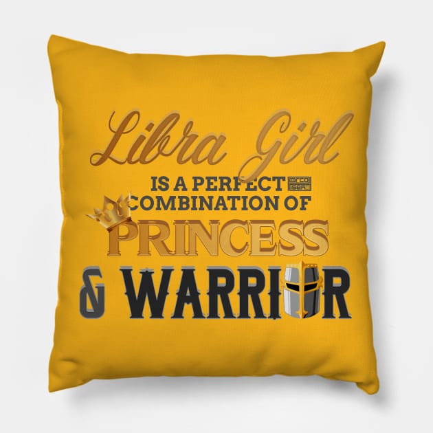 LIBRA Girl Princess Warrior Horoscope Birthday Pillow by porcodiseno