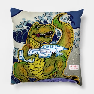 Surfing T-Rex with a gun! Pillow