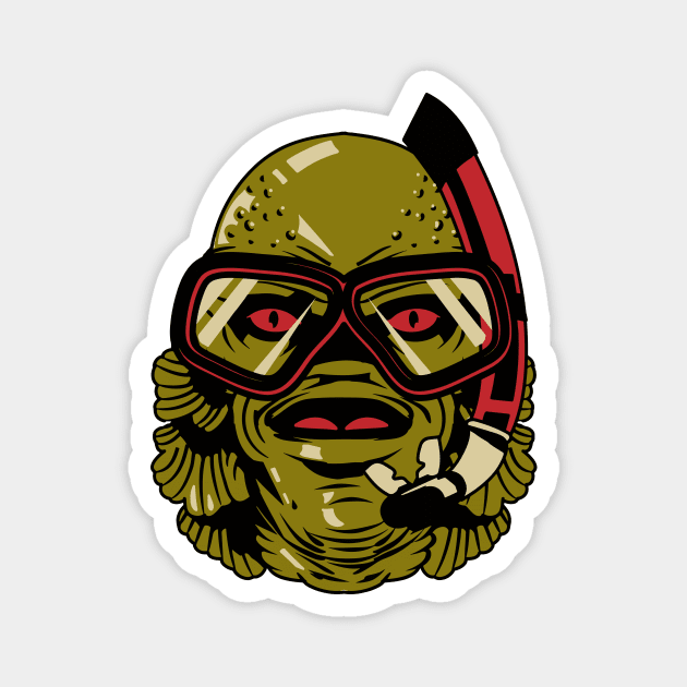 Funny Snorkling Swamp Monster Halloween Magnet by SLAG_Creative