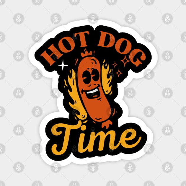 Hot Dog Time Retro Vintag Funny Hot Dog Saying Magnet by Illustradise