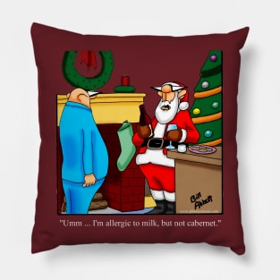 Funny Christmas Santa Wine Cartoon Pillow