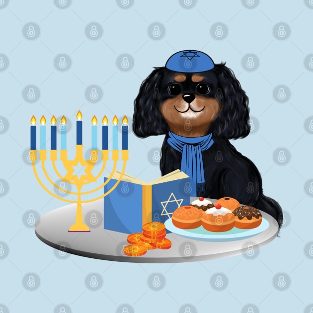 Hanukkah Black and Tan Cavalier King Charles Spaniel by Cavalier Gifts