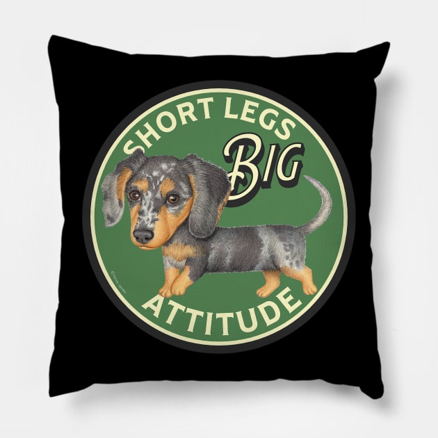 Dachshund-Short Legs, Big Attitude Pillow by Danny Gordon Art