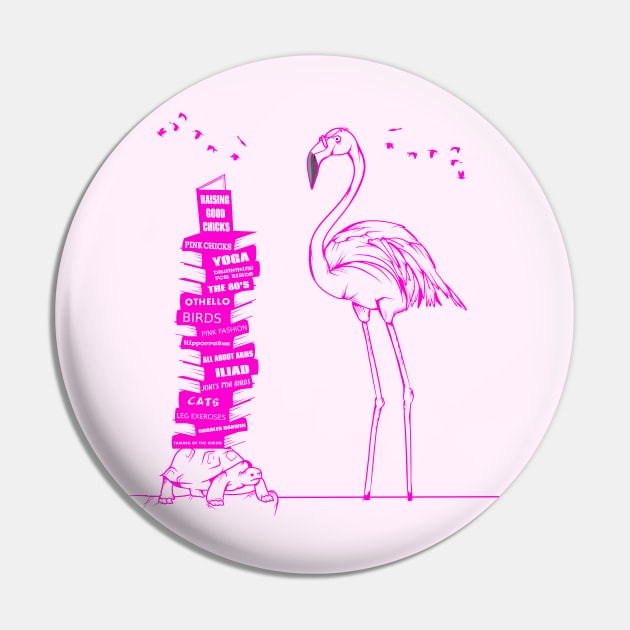 Flamingo Book Lover Pin by mailboxdisco