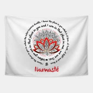 NAMASTE WE ARE ONE Beautiful Lotus Mandala Typography Yoga Inspired Saying Tapestry