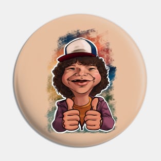 Dustin thumbs up caricature Pin