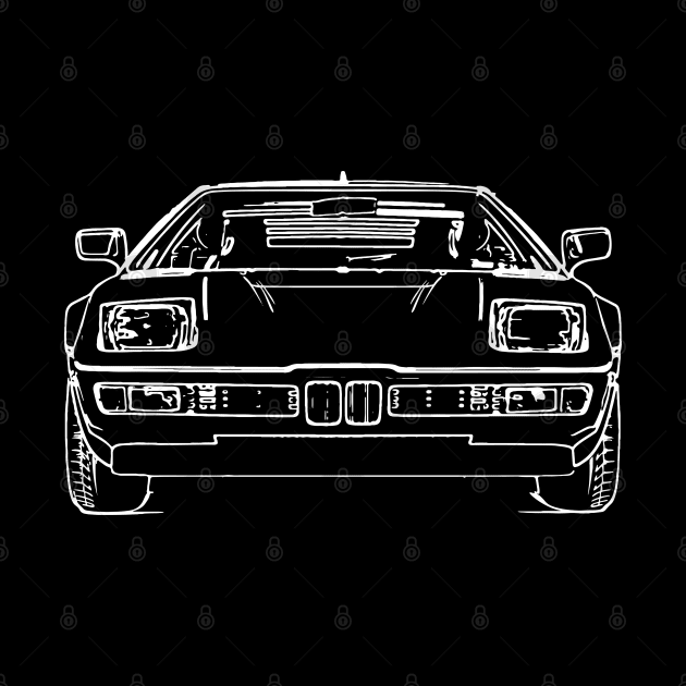 White 1978 M1 Car Sketch Art by DemangDesign