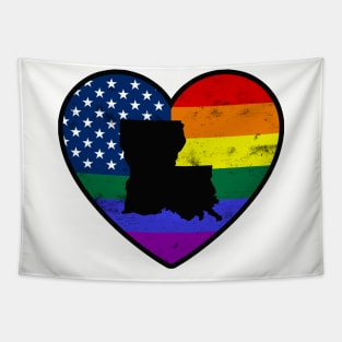 Louisiana United States Gay Pride Flag Heart Tapestry