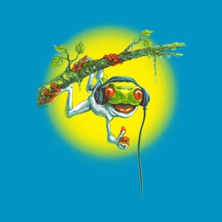 Tree Frog Chillin' With Music Headphones T-Shirt