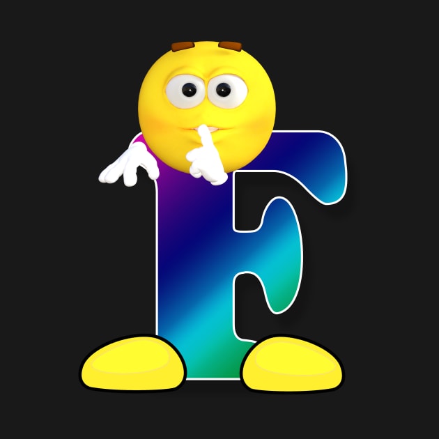 Letter F Alphabet Smiley Monogram Face Emoji Shirt for Men Women Kids by PatrioTEEism