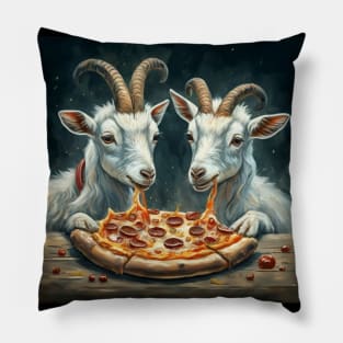 Funny goats eating a pizza gift ideas Pillow