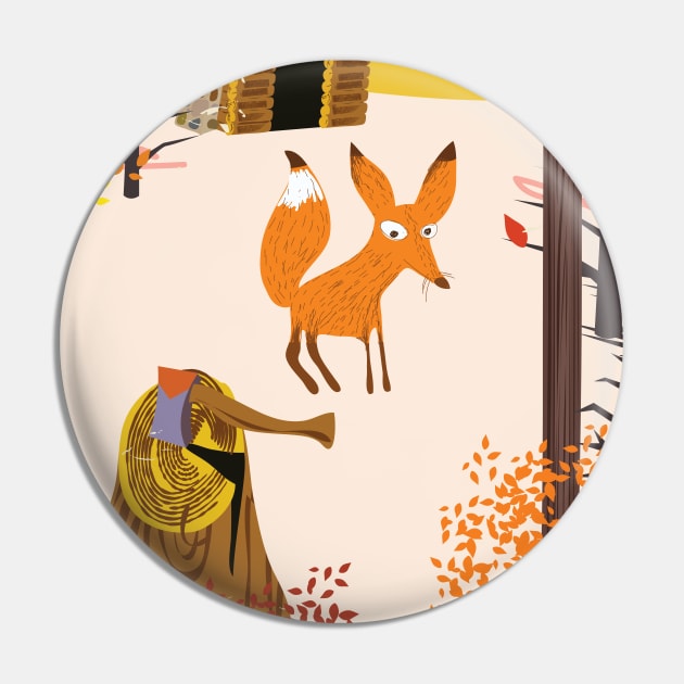 Cartoon Fox in the woodland Pin by nickemporium1