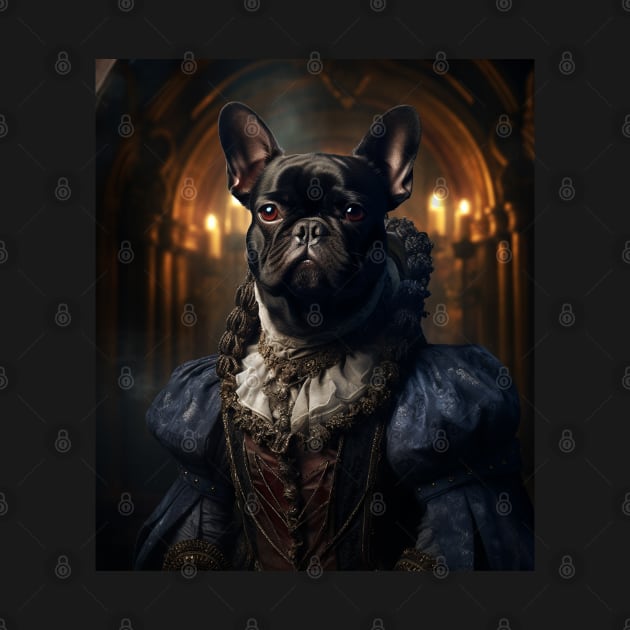 Black French Bulldog - Medieval French Princess by HUH? Designs