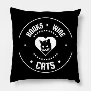 Books Wine Cats Pillow