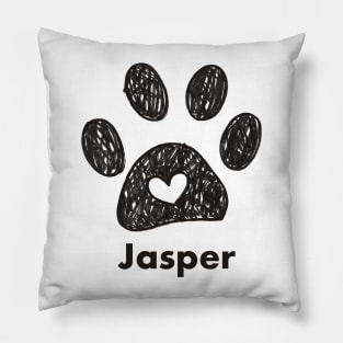 Jasper name made of hand drawn paw prints Pillow