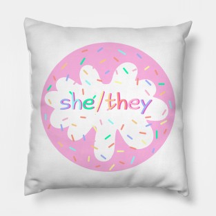 Birthday Cake She/They Pronoun Pin Pillow