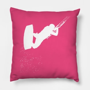 Kitesurfing Action Kite And Surf Silhouette White Pillow