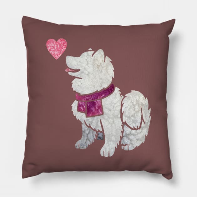 Watercolour Samoyed dog Pillow by animalartbyjess