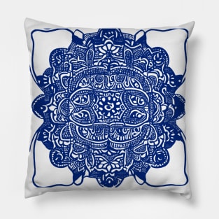 Paisley Print - Blue Aesthetic Pillow