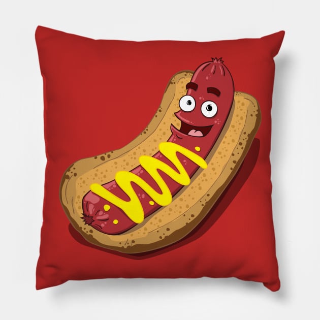Hot Diggity Dog - with Mustard Pillow by deancoledesign