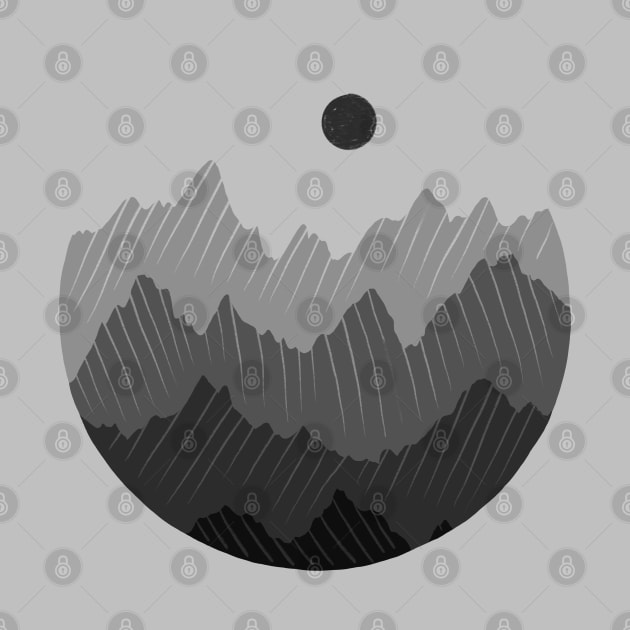 Monochromatic Grey Mountain Range in a Circle by narwhalwall