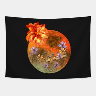 Autumn colours harvest moon  fall positive thinking Tapestry