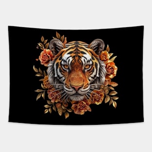 Floral Tiger Tapestry