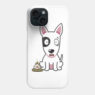 Funny bull terrier steps on a dirty diaper Phone Case