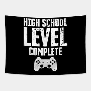 High School Level Complete Graduation Tshirt Gamer Graduate Tapestry