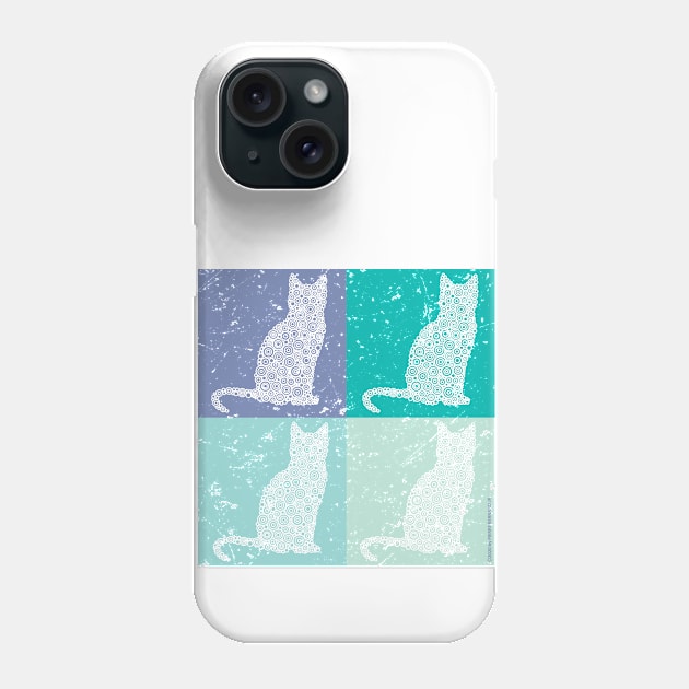 Cats Pop Art - Bluegreen Circle Design Phone Case by pbdotman