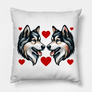 Love Huskies Couple Tee, Cute Dog Lover T-Shirt, Valentines Canine Design, Unisex Adult Clothing, Gift for Pet Owners Pillow