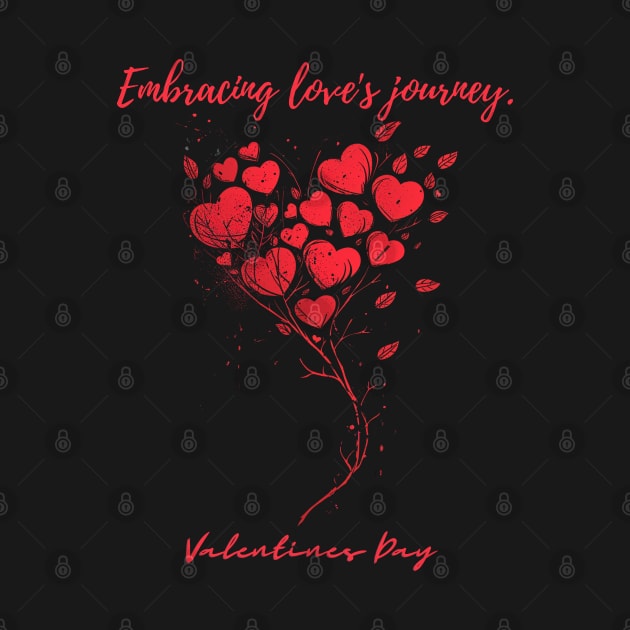 Embracing love's journey. A Valentines Day Celebration Quote With Heart-Shaped Baloon by DivShot 