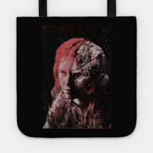 Beautiful woman with strange half of face. Beautiful and dark. Tote