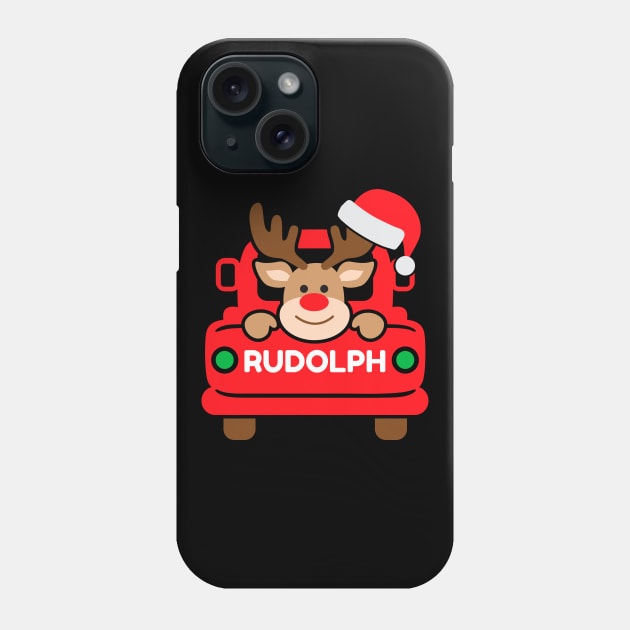 Reindeer Xmas Team Santa Rudolph, Funny Ugly Vintage Christmas Truck Phone Case by Printofi.com