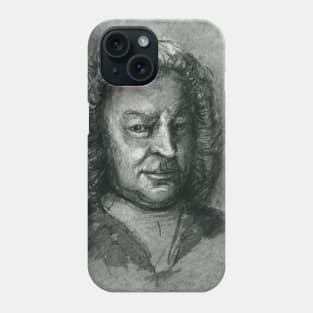 Johann Sebastian Bach - charcoal portrait Phone Case