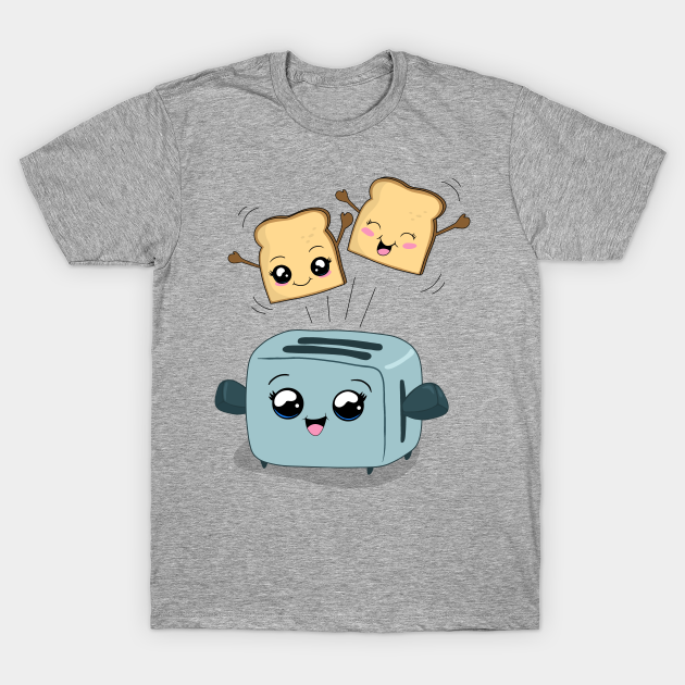 Cute Kawaii Toast and Toaster - Kawaii - T-Shirt