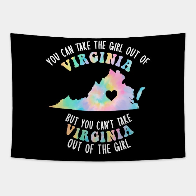 You Can Take The Girl Out Of Virginia VA Family Home Love Tapestry by GraviTeeGraphics