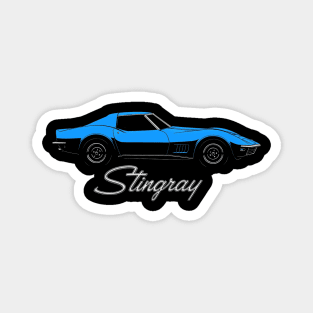 1969 Corvette Stingray C3 Blue and Black Side Profile Muscle Art Magnet