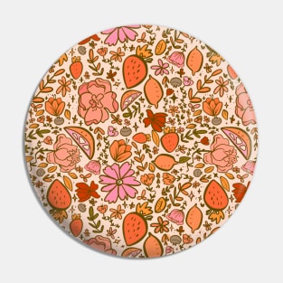 Colourful Summer Floral Fruit Pattern Pin