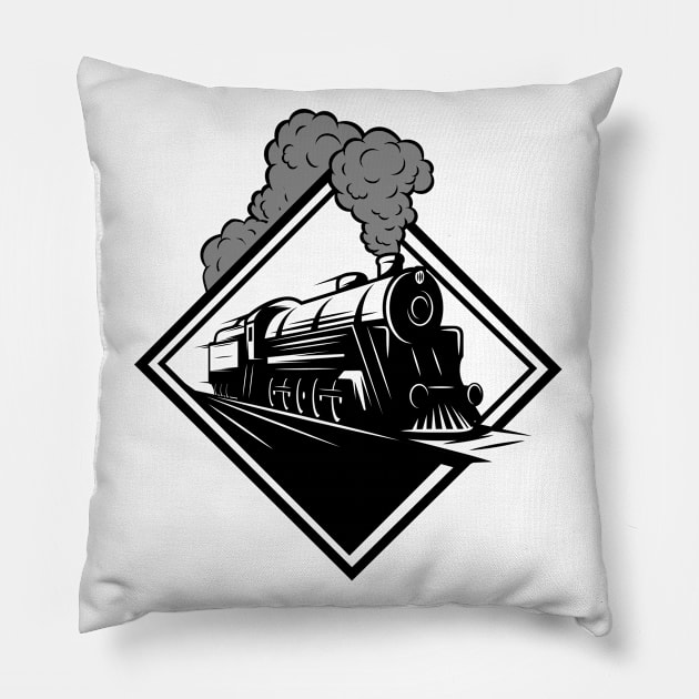 Train - Steam Locomotive Pillow by Kudostees