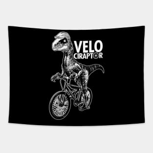 Cute Velociraptor Dinosaur Riding Bicycle Gift For Cyclist Tapestry