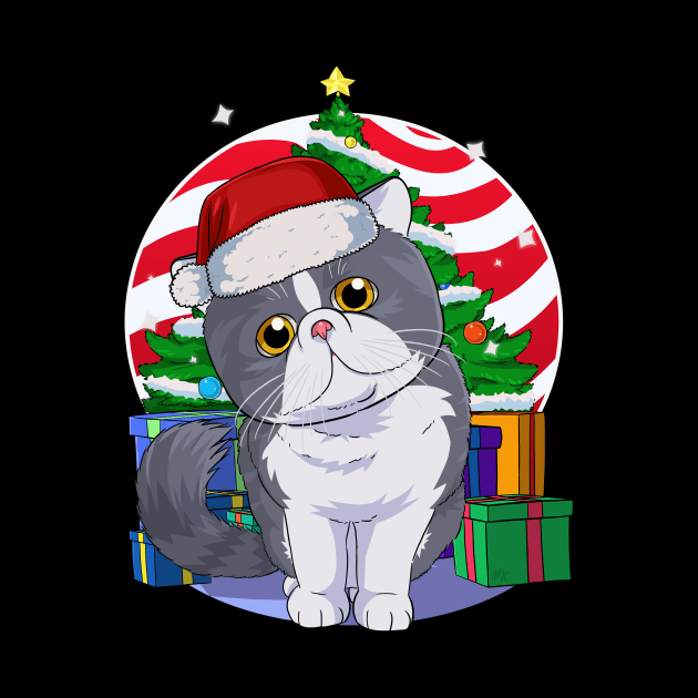 Cute Exotic Shorthair Cat Santa Claus Christmas by Noseking