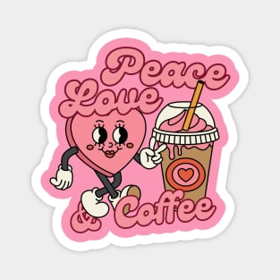 Peace Love And Coffee Cup Retro Valentine Magnet