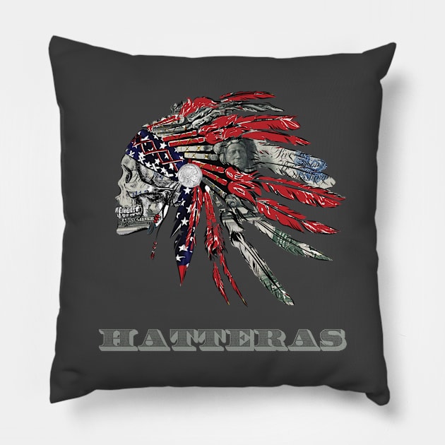 Hatteras Native American Indian Flag Money Headress Pillow by The Dirty Gringo