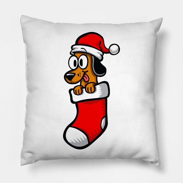 Christmas Dog - Dachshund Christmas Dog Pillow by edwardechoblue