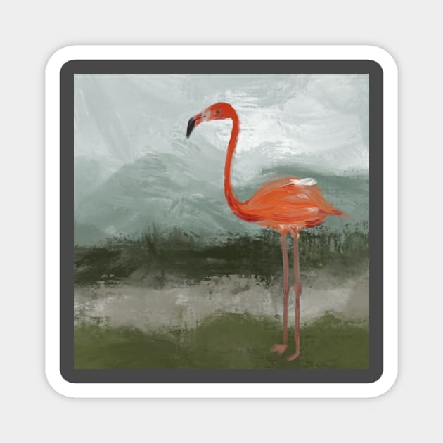 Flamingo in Swampland Magnet by morgandraws