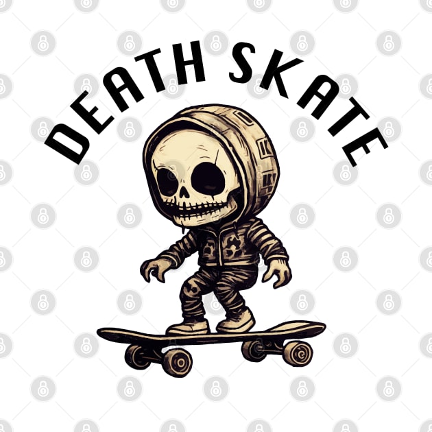 Skeleton Skateboarder - Death Skate (Black Lettering) by VelvetRoom