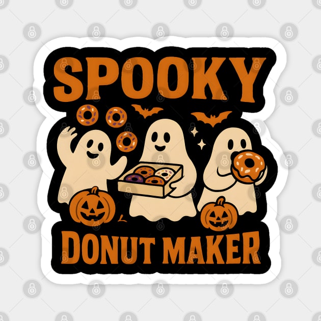Spooky Donut Maker Halloween Ghost Baking Graphic Gift Magnet by MakerMind8.2