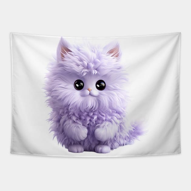 Adorable Lavender Furry Kitten Tapestry by tfortwo