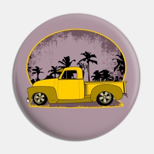 1950s Chevrolet pickup side view with palm tree backdrop Pin